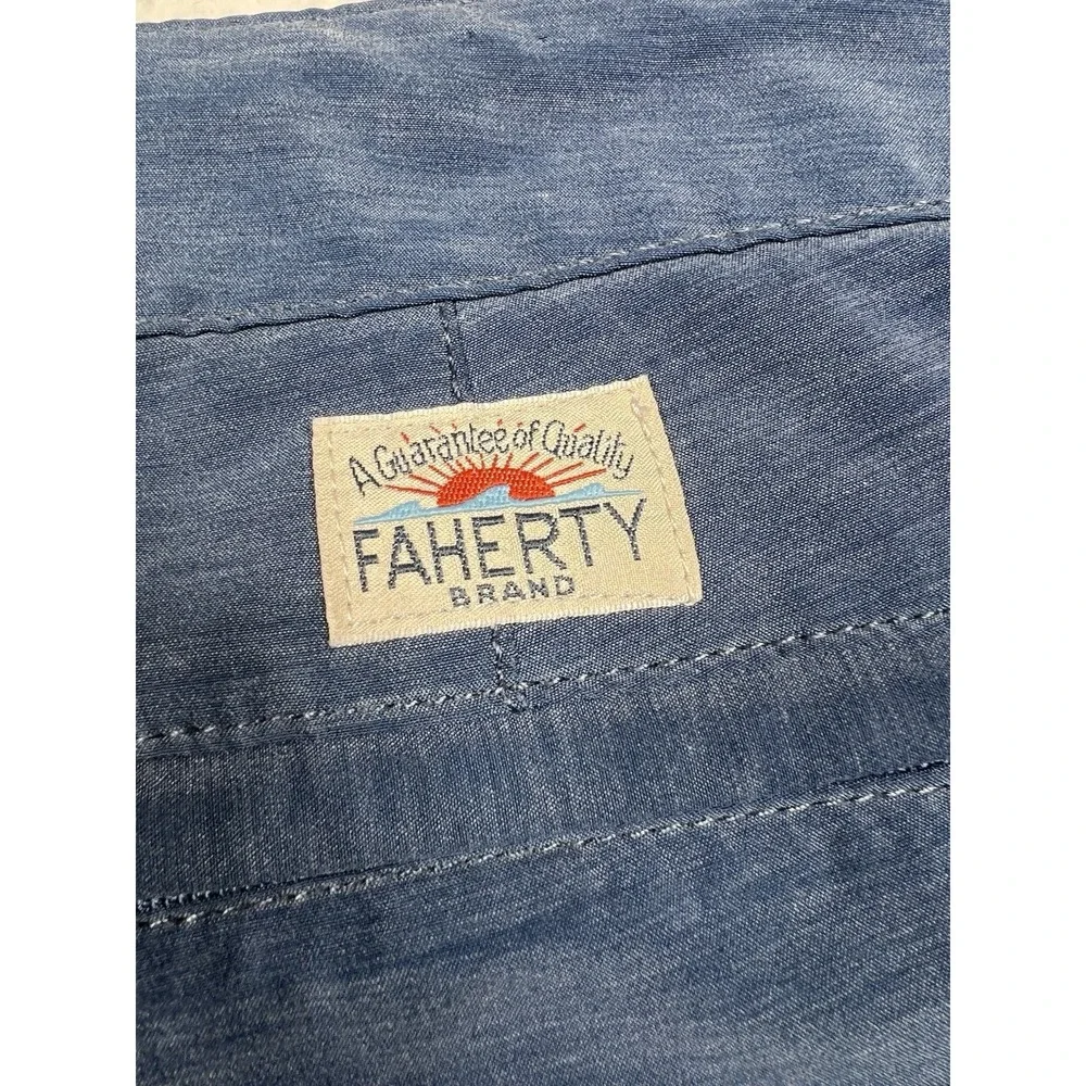 Faherty All Day Shorts Mens 38 Blue Heathered Hybrid Quick Dry Stretch Summer